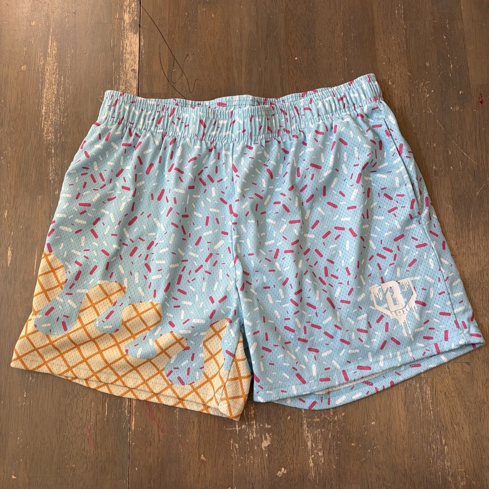 B 101 Baseball Lifestyle 101 Ice Cream Sprinkles Mesh Shorts Mens Adult Large